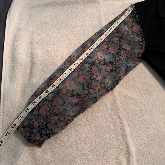 - Paris Blues Vintage Black Jean Jacket Sheer Flower Print Sleeves - Size … - Picture 8 of 11